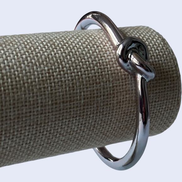 Unbranded Modern Minimalist Silver Tone Knot Bangle Bracelet Cuf - Picture 2 of 8